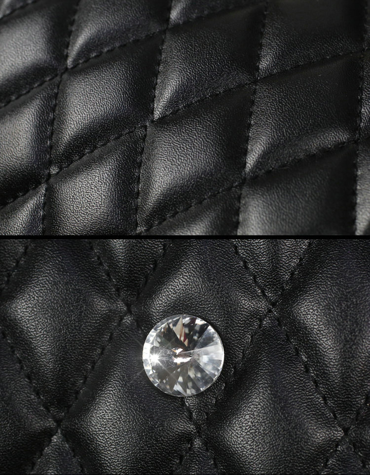 Elegant Crystal Leather Car Seat Cushion Universal Women Auto Seat Covers 10pcs Sets - Black