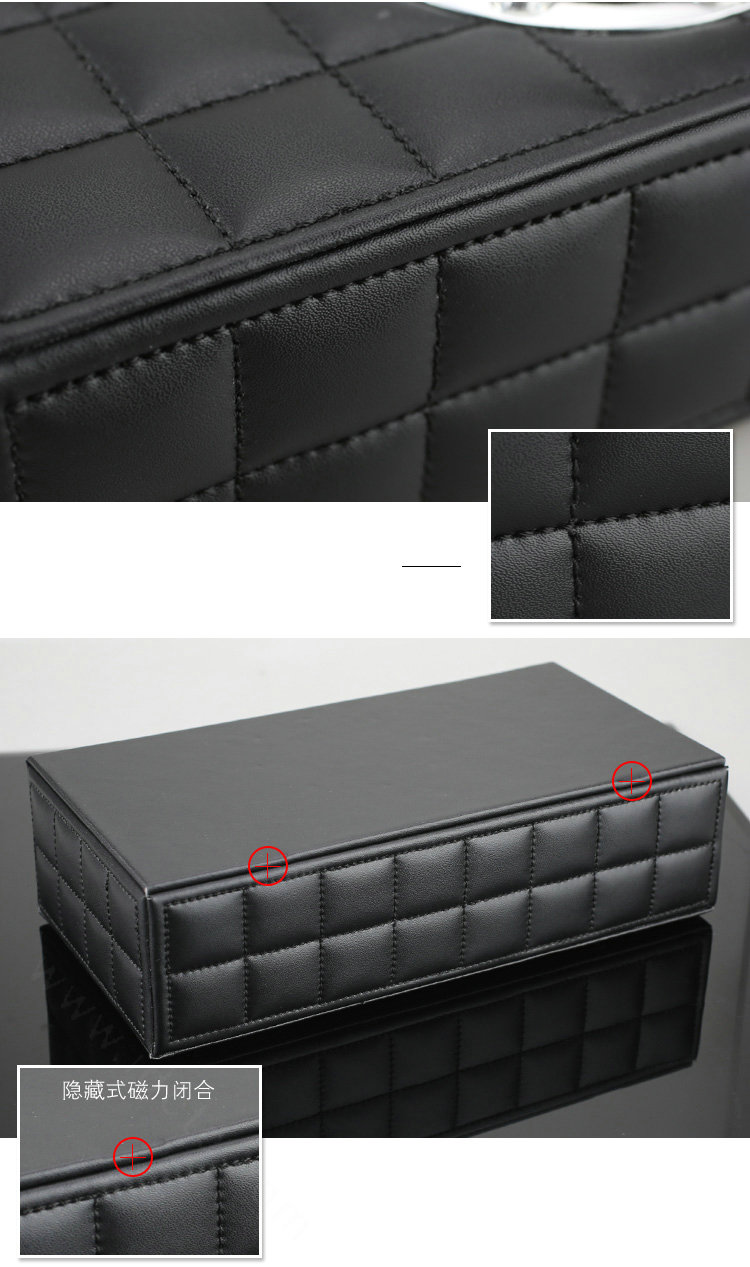 Elegant Leather Car Tissue Paper Box Holder Case Vehicle Interior Accessories - Black