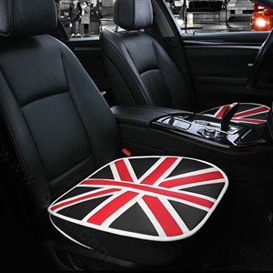 England UK Flag Leather Car Seat Cushion Front and Rear Universal Auto Pads 3pcs Set - Black