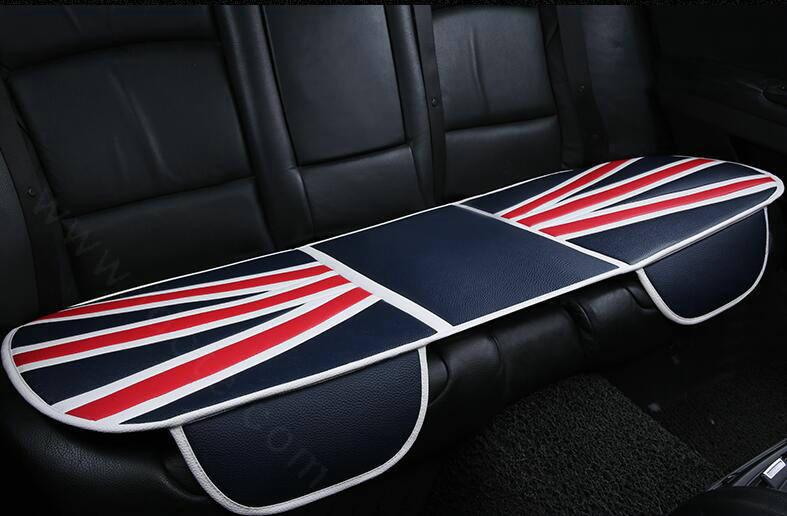 England UK Flag Leather Car Seat Cushion Front and Rear Universal Auto Pads 3pcs Set - Blue