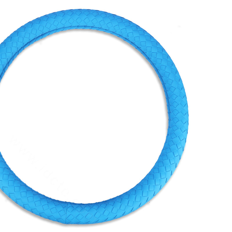 Fashion Hand-Woven Genuine Leather Auto Steering Wheel Covers 15 inch 38CM - Blue