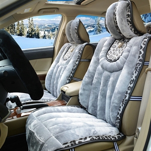 Fashion Leopard Car Seat Cushion Universal Plush Auto Covers 12pcs Sets - Gray