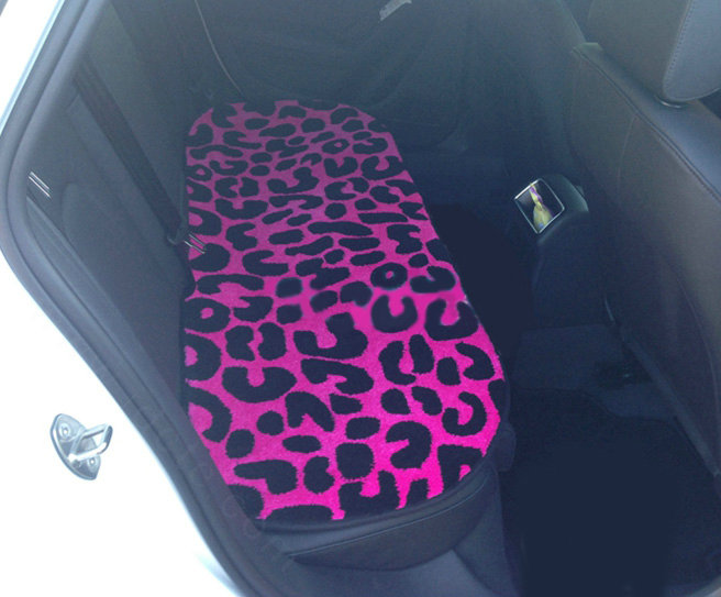 Fashion Leopard Wool Car Seat Cushion Women Universal Auto Plush Pads 3pcs Sets - Rose