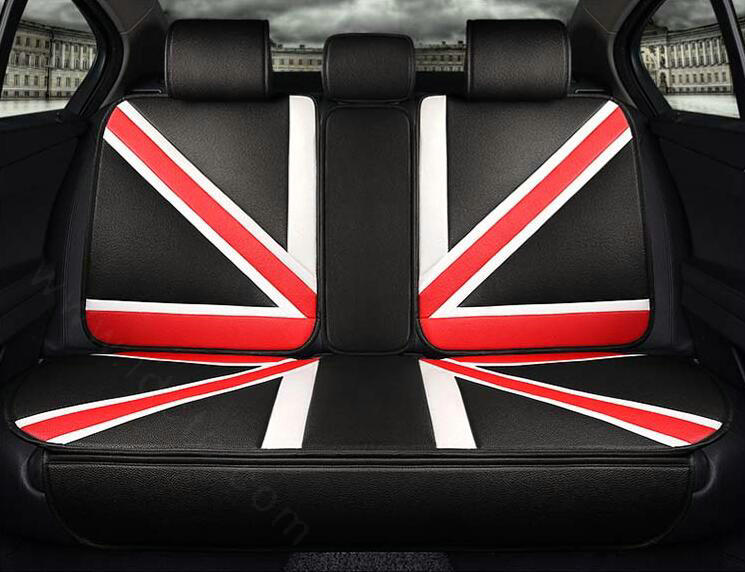 Fashion Mi British Flag Style Universal Vehicle Seat Cushion PU Leather 7pcs Sets - Black Red