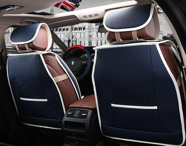 Fashion Mi British Flag Universal Vehicle Car Seat Cushion PU Leather 7pcs Sets - Blue Red