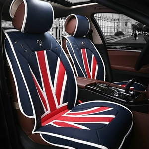 Fashion Mi British Flag Universal Vehicle Car Seat Cushion PU Leather 7pcs Sets - Blue Red