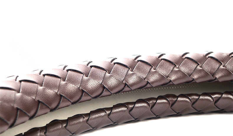 Fashion Woven Genuine Leather Car Steering Wheel Covers 15 inch 38CM - Coffee