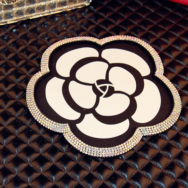 Flower Rhinestone Car Sticky Anti-Slip Mat Automobile Interior Accessories PVC Pad - White