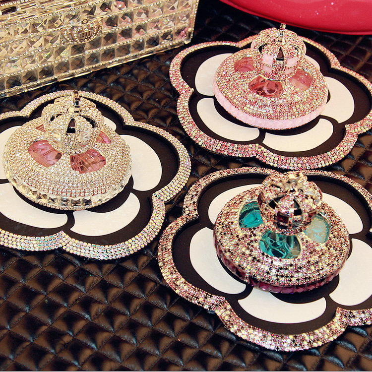 Flower Rhinestone Car Sticky Anti-Slip Mat Automobile Interior PVC Perfume Pad - Pink