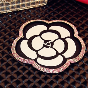 Flower Rhinestone Car Sticky Anti-Slip Mat Automobile Interior PVC Perfume Pad - Pink