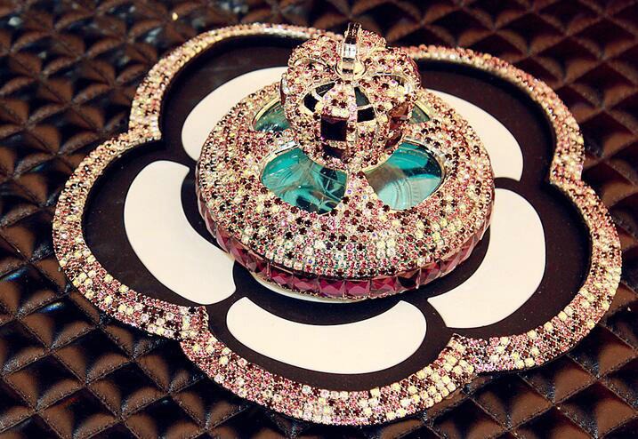 Flower Rhinestone Car Sticky Anti-Slip Mat Automobile Interior PVC Perfume Pad - Purple