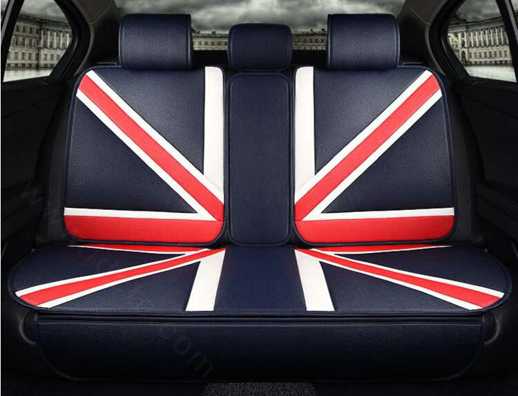 Gorgeous Mi British Flag Universal Auto Car Seat Cushion PU Leather 7pcs Sets - Blue Red