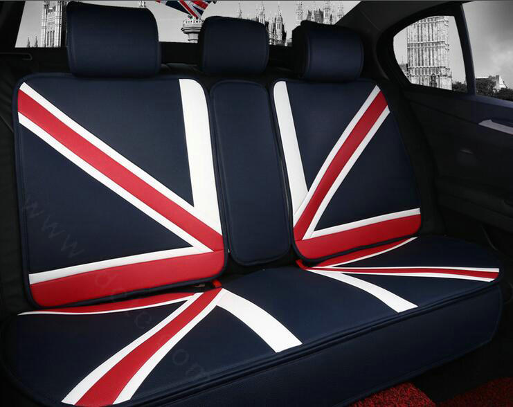 Gorgeous Mi British Flag Universal Auto Car Seat Cushion PU Leather 7pcs Sets - Blue Red