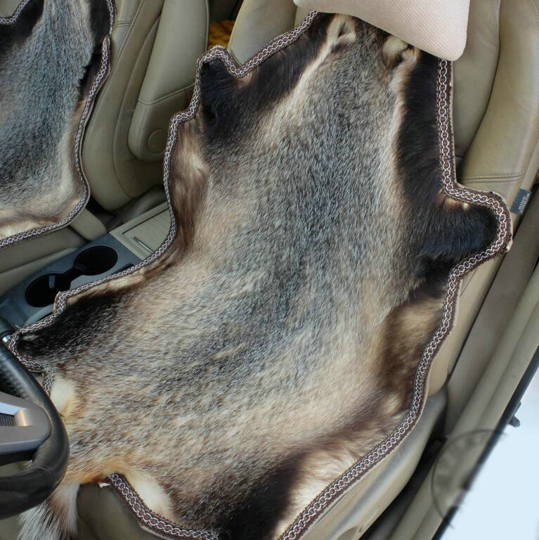 High Quality Badgers leather Car Seat Cushion Universal Auto Whole Fur Pads 1pcs - Brown
