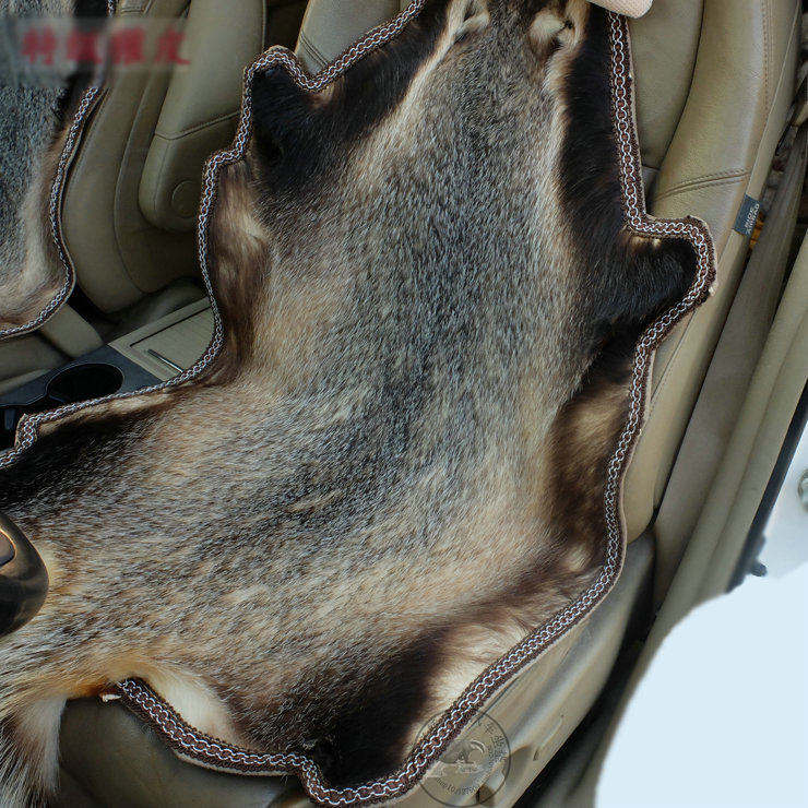 High Quality Badgers leather Car Seat Cushion Universal Auto Whole Fur Pads 1pcs - Brown