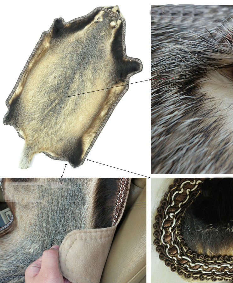 High Quality Badgers leather Car Seat Cushion Universal Auto Whole Fur Pads 1pcs - Brown