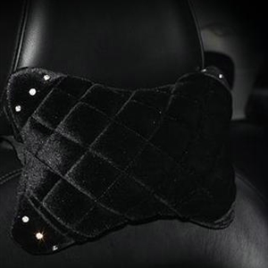 High Quality Diamond Car Neck Pillows Headrest Soft Plush Auto Interior Decoration 1pcs - Black