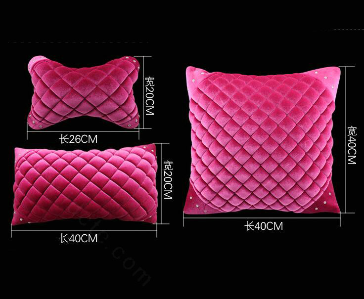 High Quality Diamond Car Neck Pillows Headrest Soft Plush Auto Interior Decoration 1pcs - Rose