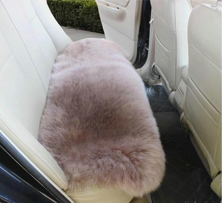 High Quality Wool Universal Car Seat Cushion Winter Fur One Piece Long Pads 1pcs - Bean Paste
