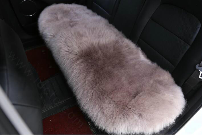 High Quality Wool Universal Car Seat Cushion Winter Fur One Piece Long Pads 1pcs - Bean Paste
