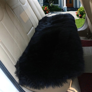High Quality Wool Universal Car Seat Cushion Winter Fur One Piece Long Pads 1pcs - Black