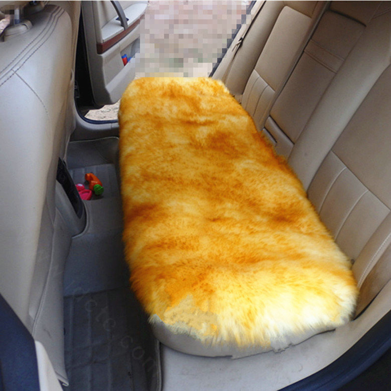 High Quality Wool Universal Car Seat Cushion Winter Fur One Piece Long Pads 1pcs - Gold