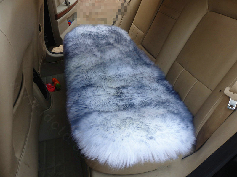 High Quality Wool Universal Car Seat Cushion Winter Fur One Piece Long Pads 1pcs - Gray White
