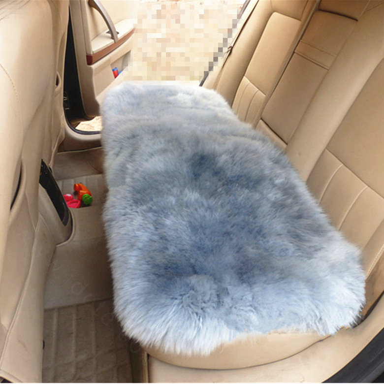 High Quality Wool Universal Car Seat Cushion Winter Fur One Piece Long Pads 1pcs - Gray