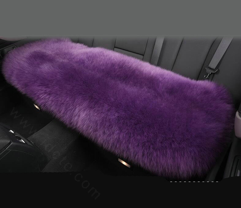 High Quality Wool Universal Car Seat Cushion Winter Fur One Piece Long Pads 1pcs - Purple