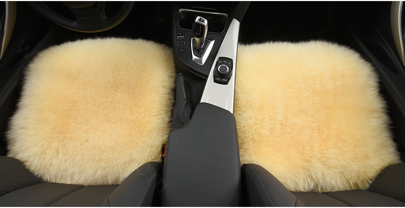 High Quality Wool Universal Car Seat Cushion Winter Fur One Piece Pads 1pcs - Beige
