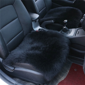 High Quality Wool Universal Car Seat Cushion Winter Fur One Piece Pads 1pcs - Black