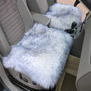 High Quality Wool Universal Car Seat Cushion Winter Fur One Piece Pads 1pcs - Gray White