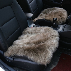 High Quality Wool Universal Car Seat Cushion Winter Fur One Piece Pads 1pcs - Khaki