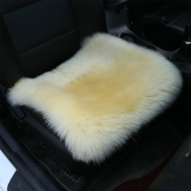 High Quality Wool Universal Car Seat Cushion Winter Fur One Piece Pads 1pcs - Yellow
