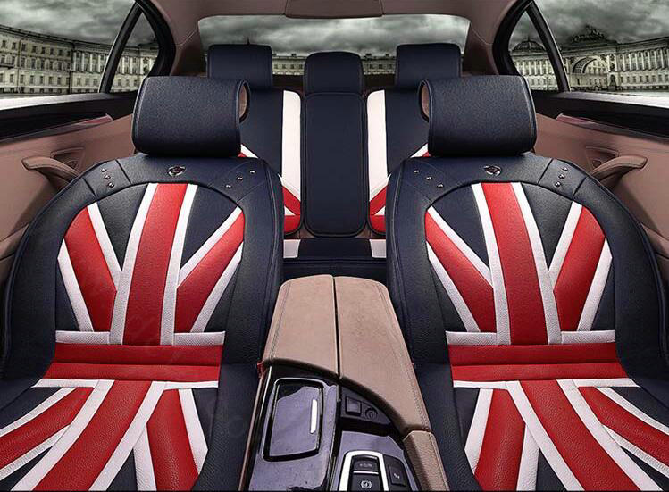 Hot sales Mi British Flag Style Universal Auto Seat Cushion PU Leather 12pcs Sets - Blue Red