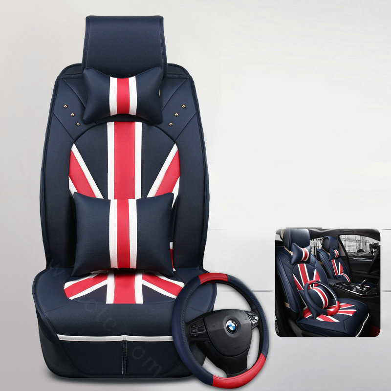 Hot sales Mi British Flag Style Universal Auto Seat Cushion PU Leather 12pcs Sets - Blue Red