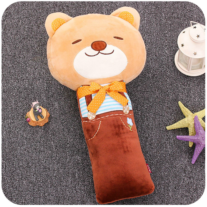 Large Bear Plush Car Safety Seat Belt Covers PP Cotton Shoulder Pads for Childen 1pcs - Coffee