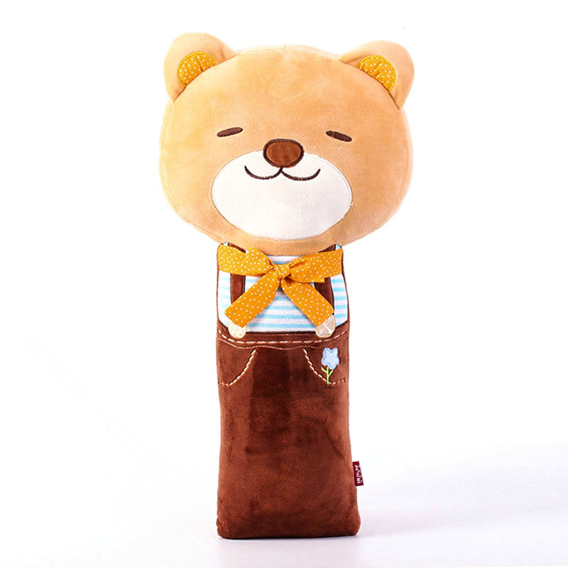 Large Bear Plush Car Safety Seat Belt Covers PP Cotton Shoulder Pads for Childen 1pcs - Coffee