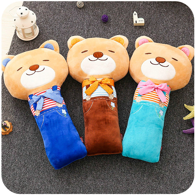 Large Bear Plush Car Safety Seat Belt Covers PP Cotton Shoulder Pads for Childen 1pcs - Coffee