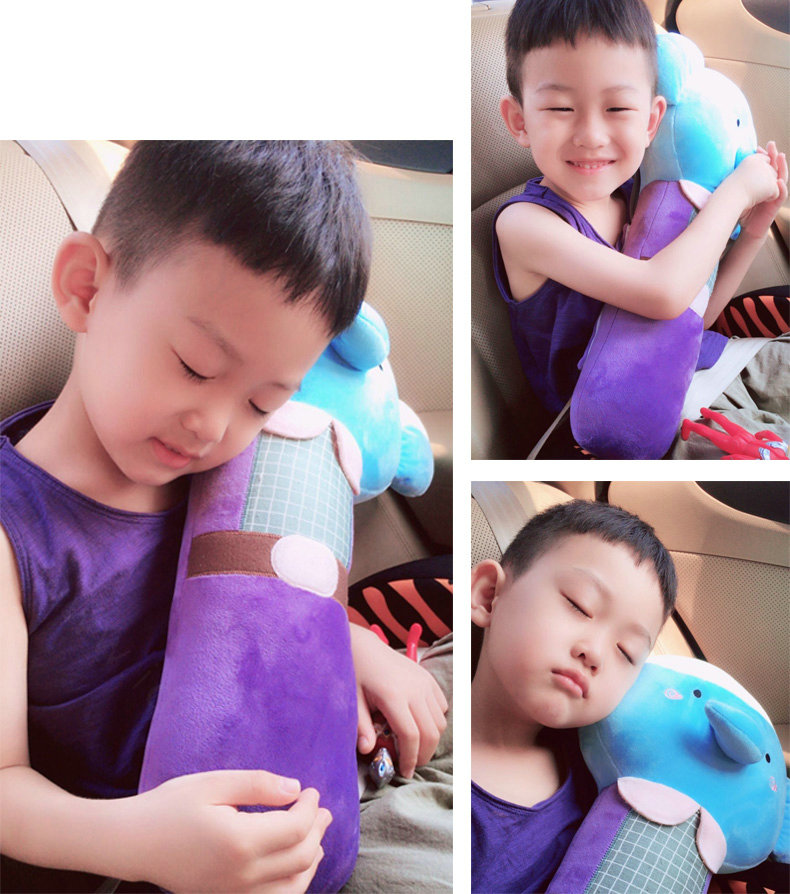 Large Elephant Plush Car Safety Seat Belt Covers Shoulder Pads PP Cotton for Childen 1pcs - Blue