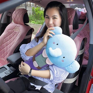 Large Elephant Plush Car Safety Seat Belt Covers Shoulder Pads PP Cotton for Childen 1pcs - Blue