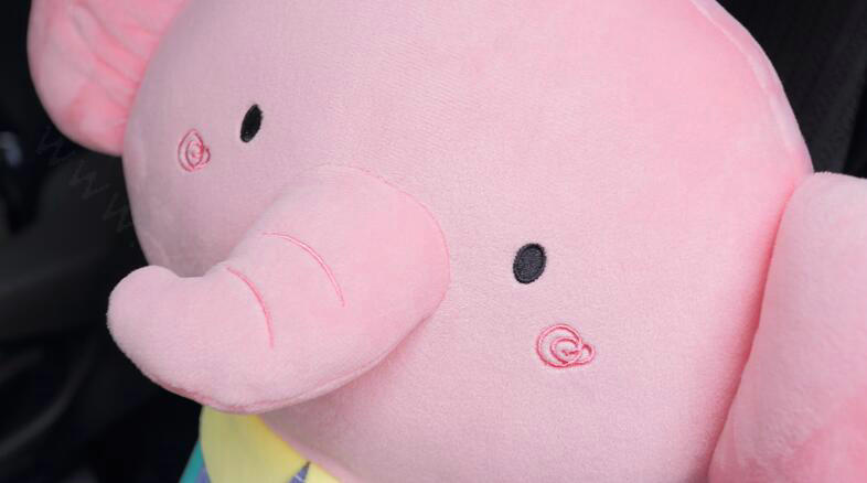 Large Elephant Plush Car Safety Seat Belt Covers Shoulder Pads PP Cotton for Childen 1pcs - Pink