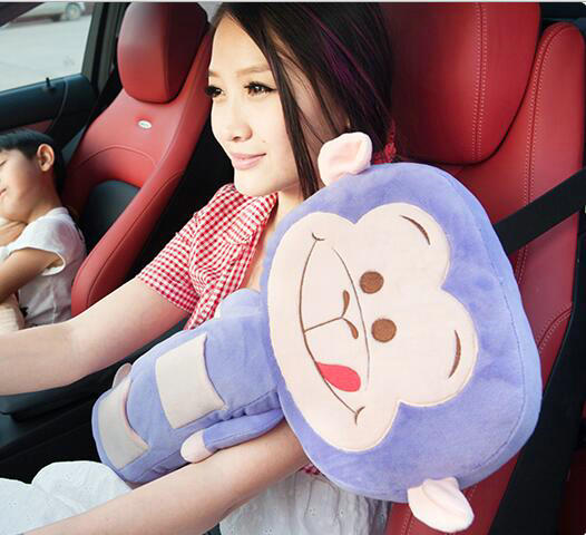 Large Monkey Plush Car Safety Seat Belt Covers Shoulder Pads PP Cotton for Childen 1pcs - Purple