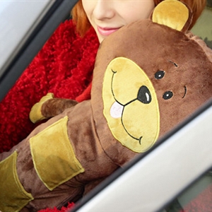 Large Plush Bear Car Safety Seat Belt Covers Shoulder Pads Pillow for Childen 1pcs - Brown