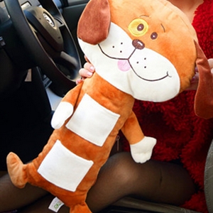 Large Plush Dog Car Safety Seat Belt Covers Shoulder Pads Pillow for Childen 1pcs - Brown