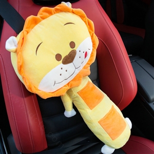 Large Plush Lion Car Safety Seat Belt Covers Shoulder Pads Pillow for Childen 1pcs - Yellow
