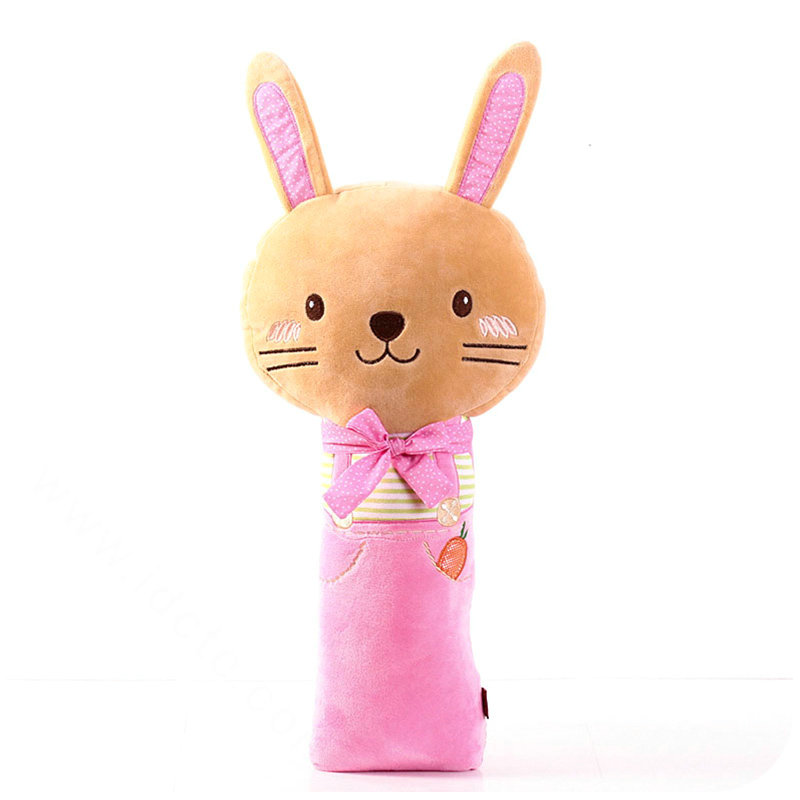Large Rabbit Plush Car Safety Seat Belt Covers Shoulder Pads PP Cotton for Childen 1pcs - Pink