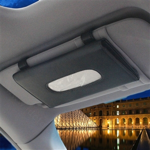 Leather Hanging Car Tissue Box Case Auto Sun Visor Tissue Bag Interior Accessories - Black
