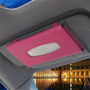 Leather Hanging Car Tissue Box Case Auto Sun Visor Tissue Bag Interior Accessories - Rose