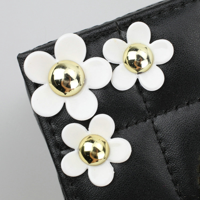 Leather Hanging Car Tissue Box Case Princess Diamond Flower Magnet Tissue Bag - Black